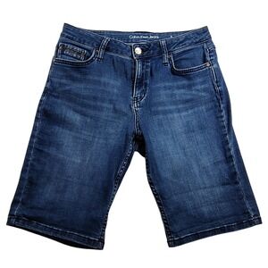 Calvin Klein Jeans‎ Women 8 Dark Wash Denim City Bermuda Stretch Blue Shorts